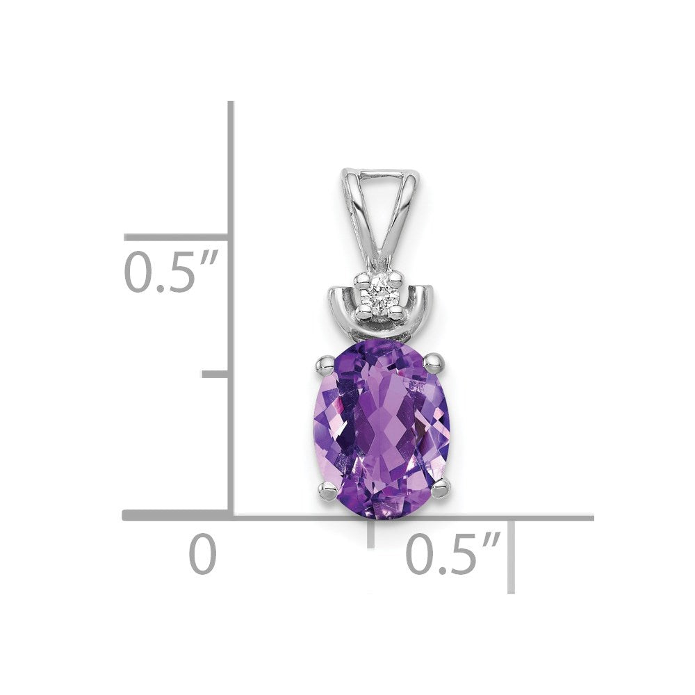14k White Gold 8x6mm Oval Amethyst AAA Diamond Pendant
