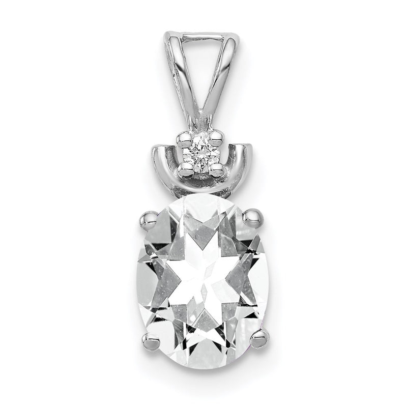 14k White Gold 8x6mm Oval Cubic Zirconia VS Real Diamond Pendant