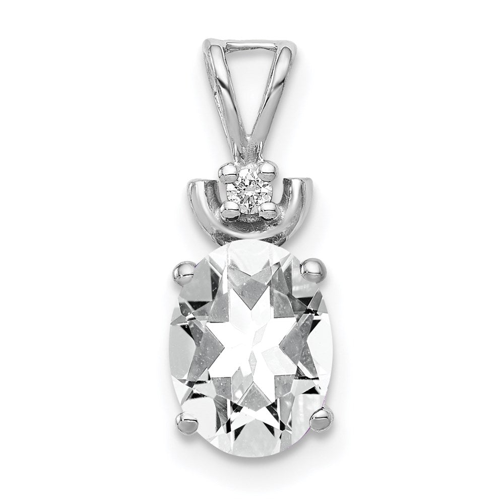 14k White Gold 8x6mm Oval Cubic Zirconia AA Real Diamond Pendant