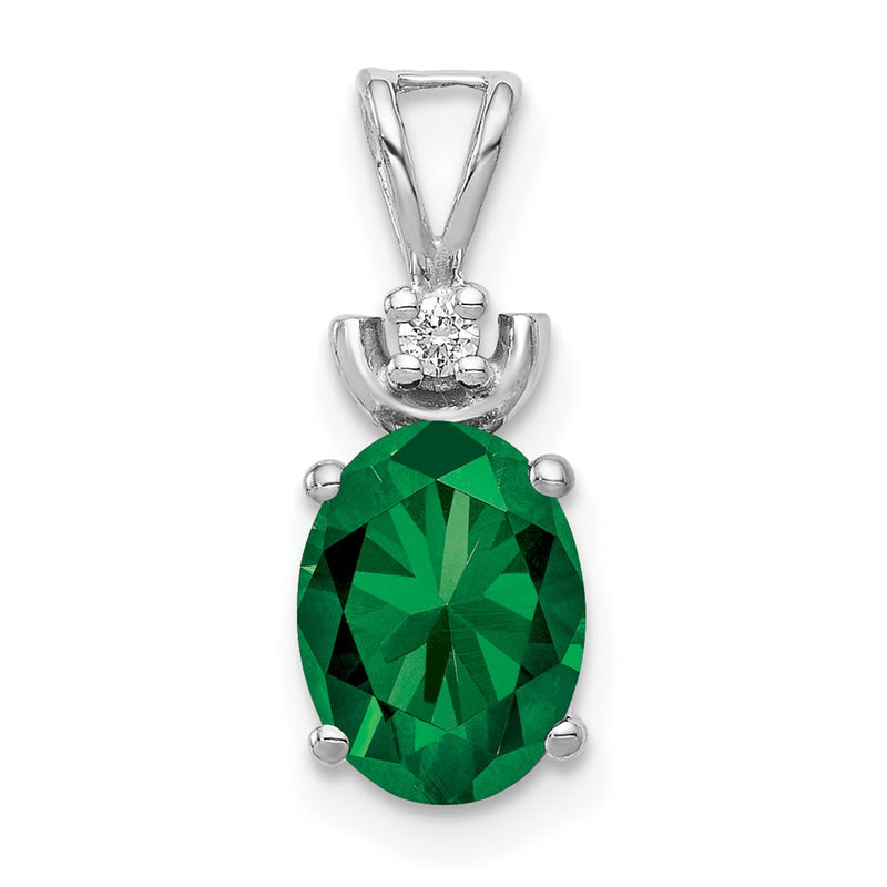14k White Gold 8x6mm Oval Mount St. Helens AAA Diamond Pendant