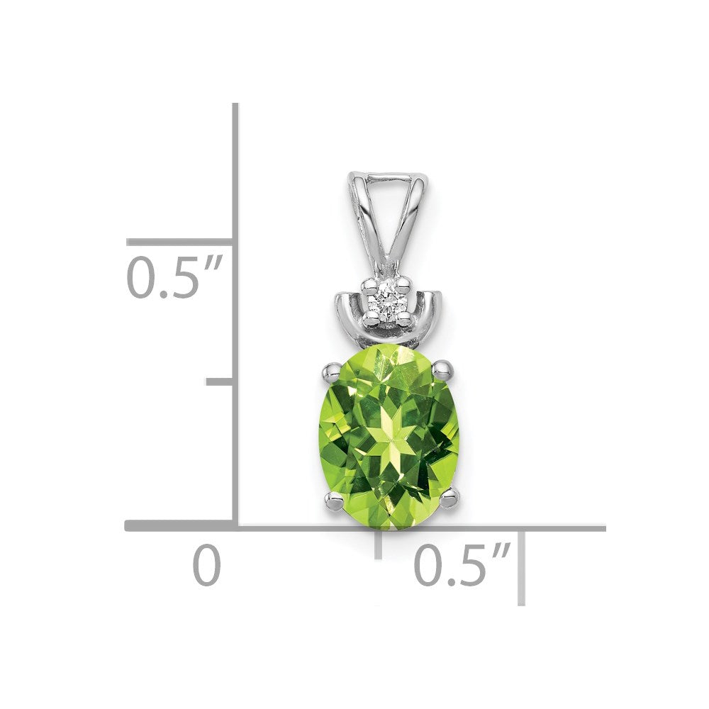 14k White Gold 8x6mm Oval Peridot AAA Diamond Pendant