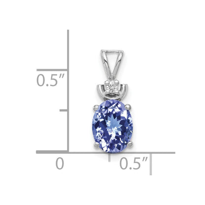 14k White Gold 8x6mm Oval Tanzanite AA Diamond Pendant