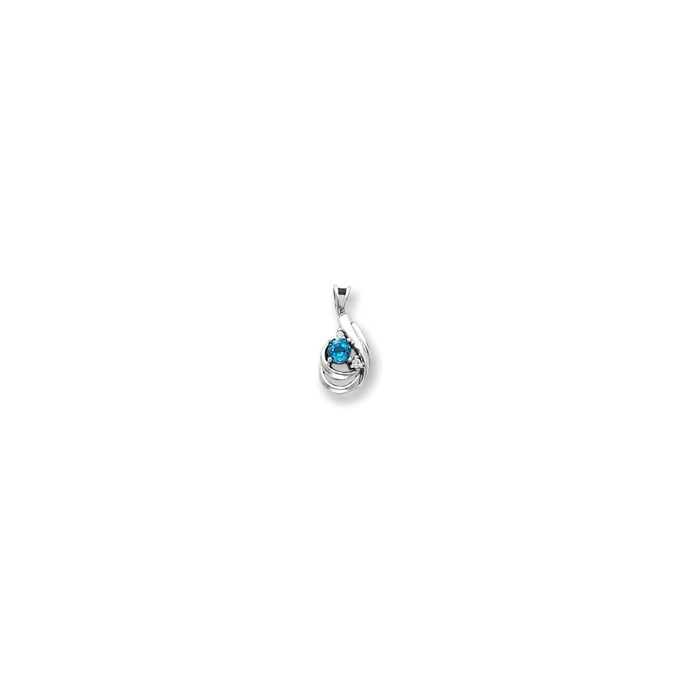 14k White Gold 4mm Pink Tourmaline A Diamond pendant