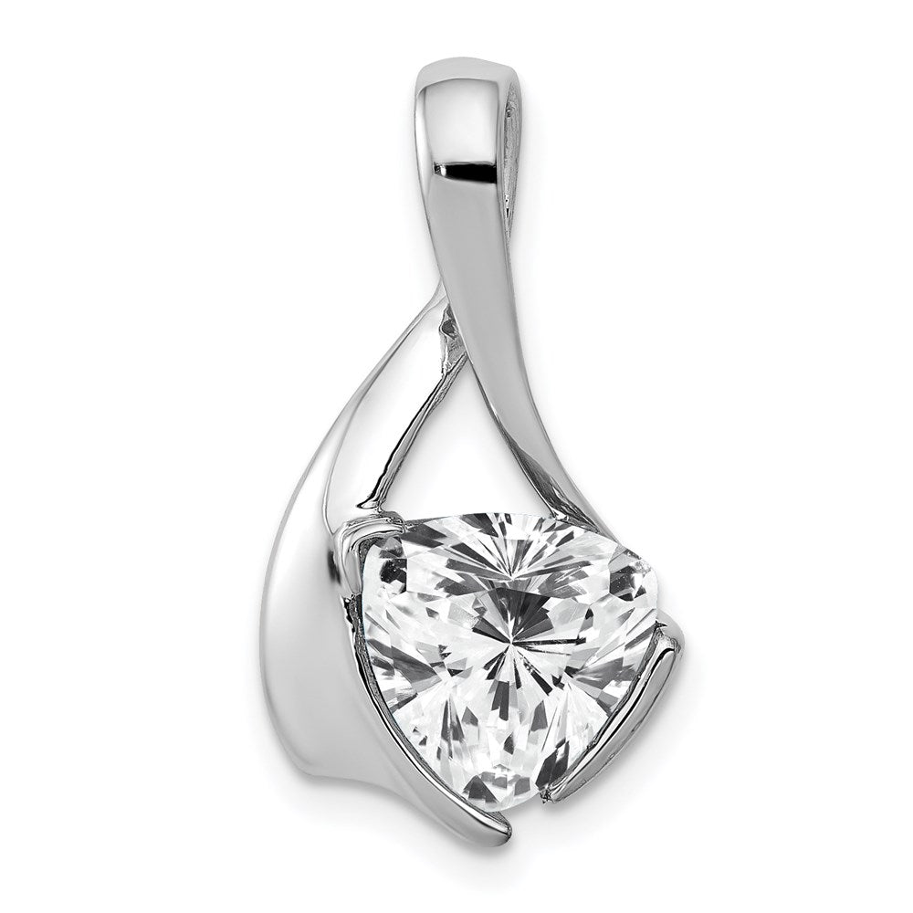 14k White Gold 8mm Cubic Zirconia Pendant