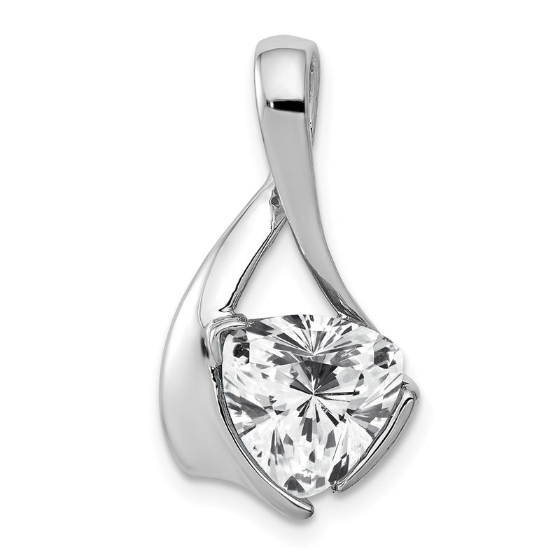 14k White Gold 8mm Cubic Zirconia Pendant