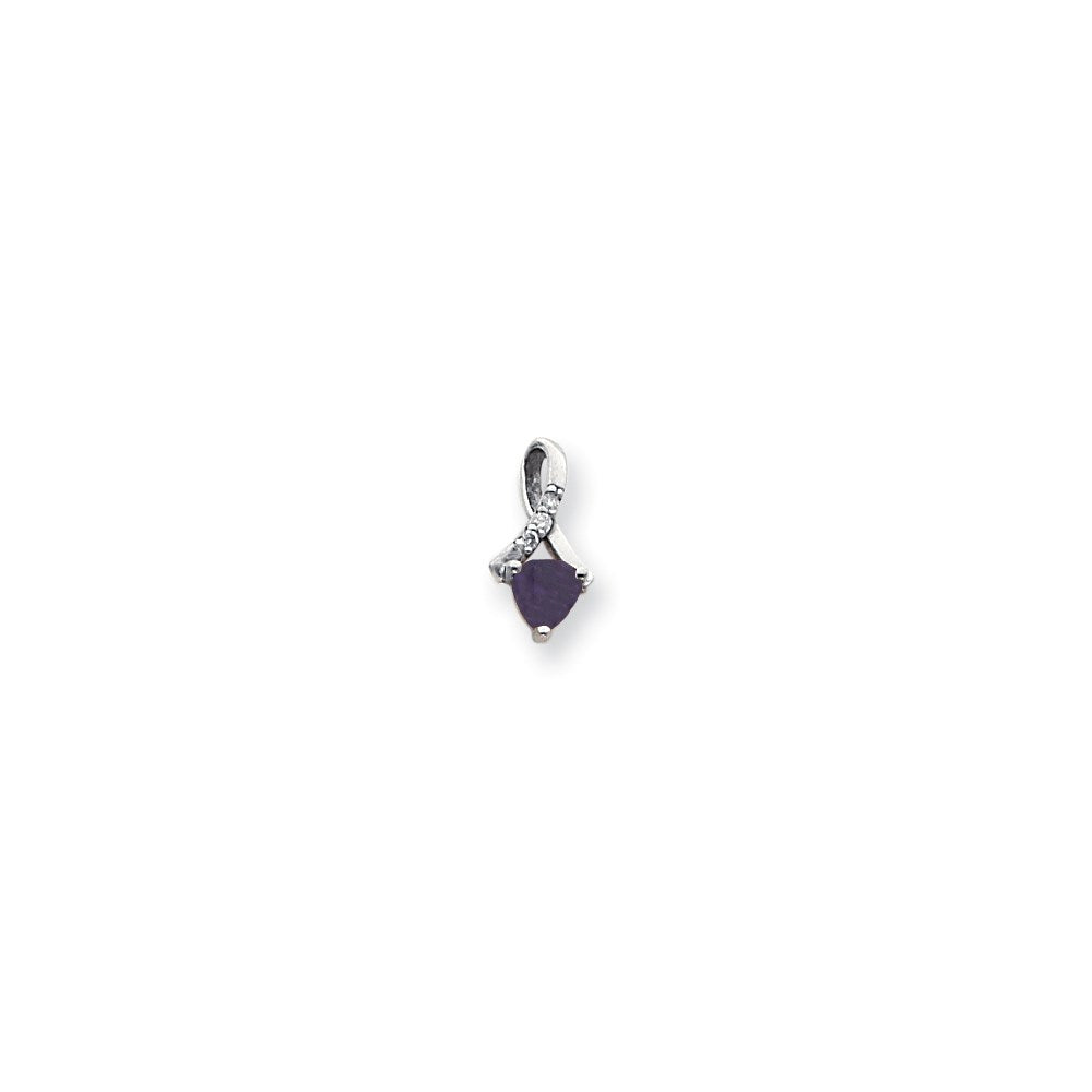 14k White Gold 5mm Amethyst A Real Diamond pendant