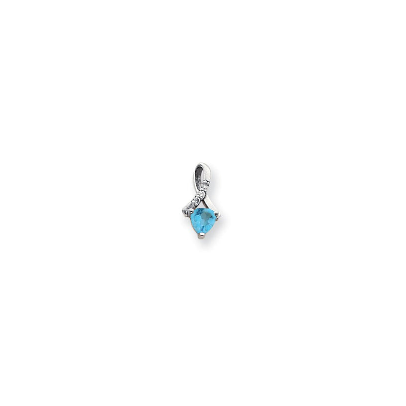 14k White Gold 5mm Blue Topaz AAA Real Diamond pendant
