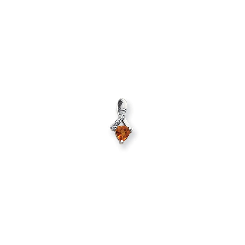 14k White Gold 5mm Citrine VS Real Diamond pendant