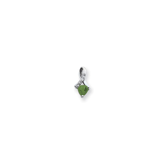 14k White Gold 5mm Emerald VS Real Diamond pendant