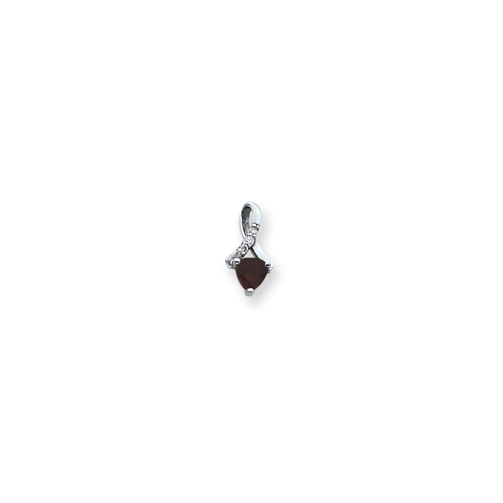 14k White Gold 5mm Garnet VS Real Diamond pendant