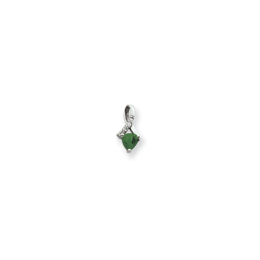 14k White Gold 5mm Mount St. Helens AAA Real Diamond pendant