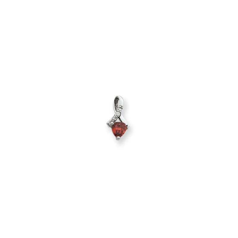 14k White Gold 5mm Rhodolite Garnet VS Diamond pendant