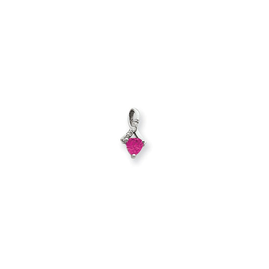 14k White Gold 5mm Pink Sapphire AA Real Diamond pendant