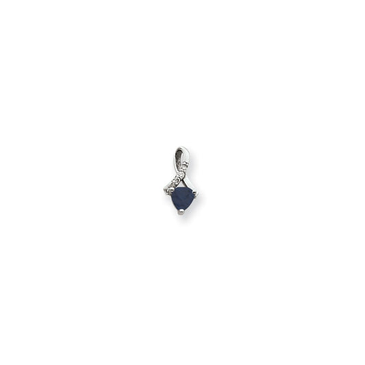 14k White Gold 5mm Sapphire AAA Real Diamond pendant