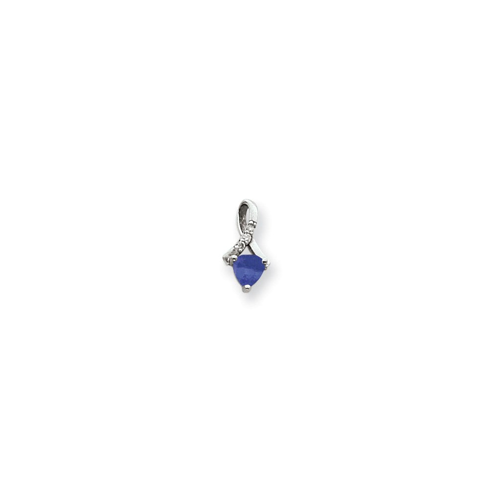 14k White Gold 5mm Tanzanite VS Diamond pendant