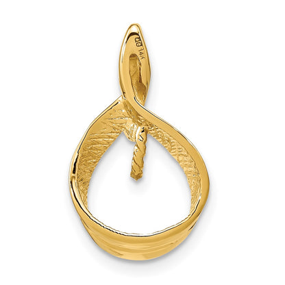 14K Yellow Gold 7mm White Round Freshwater Cultured Pearl AA Real Diamond Pendant
