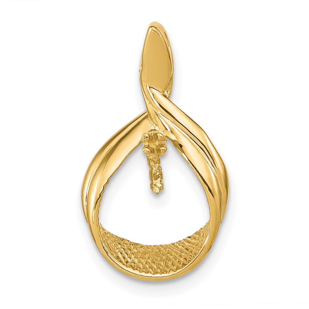 14K Yellow Gold 7mm White Round Freshwater Cultured Pearl A Real Diamond Pendant