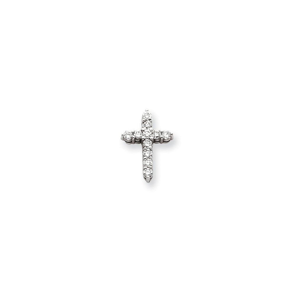 14k White Gold AA Diamond Cross Pendant