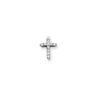 14k White Gold AA Diamond Cross Pendant