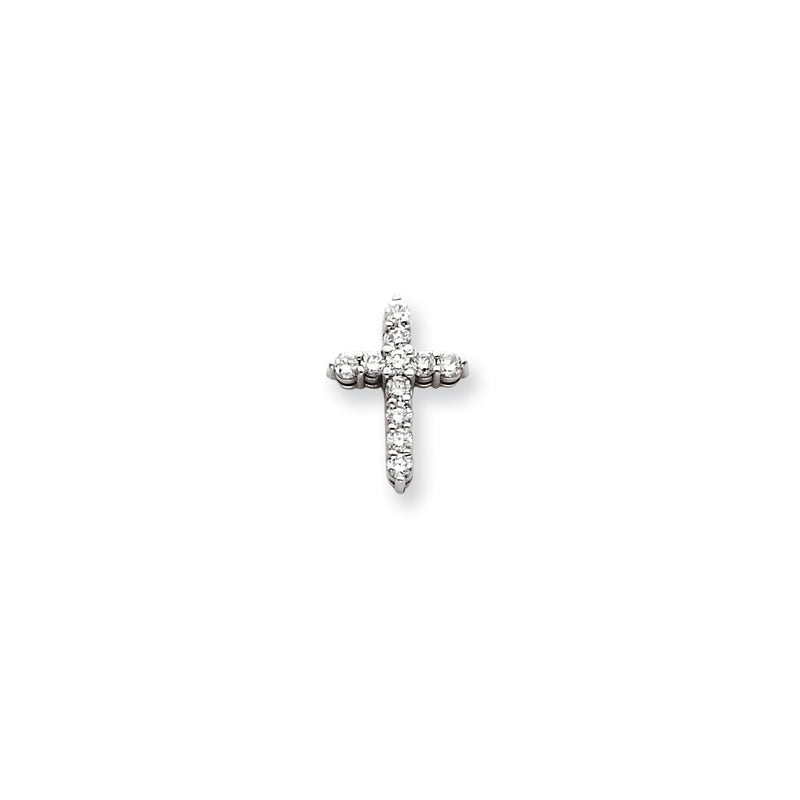14k White Gold AA Diamond Cross Pendant