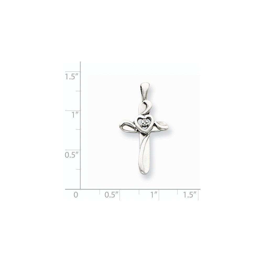 14k White Gold AA Diamond Cross Pendant