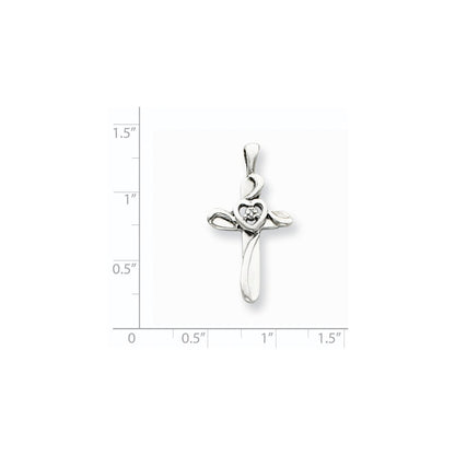 14k White Gold AA Diamond Cross Pendant