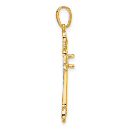 14k Yellow Gold 5x3mm Oval Pink Tourmaline cross pendant