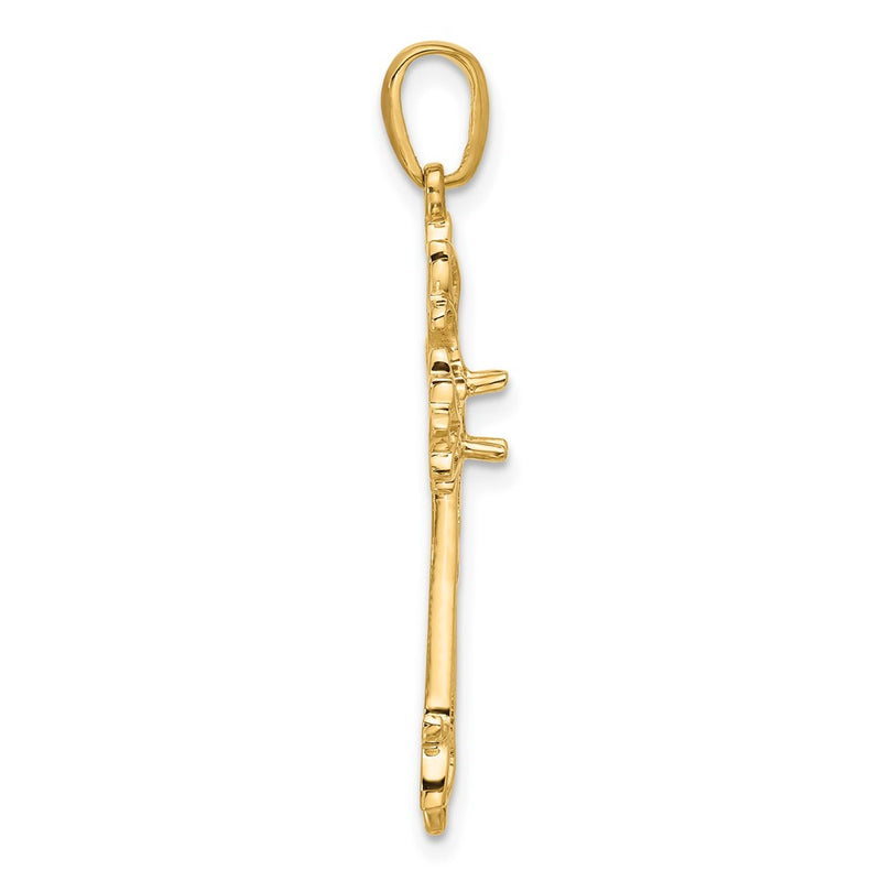 14k Yellow Gold 5x3mm Oval Pink Tourmaline cross pendant