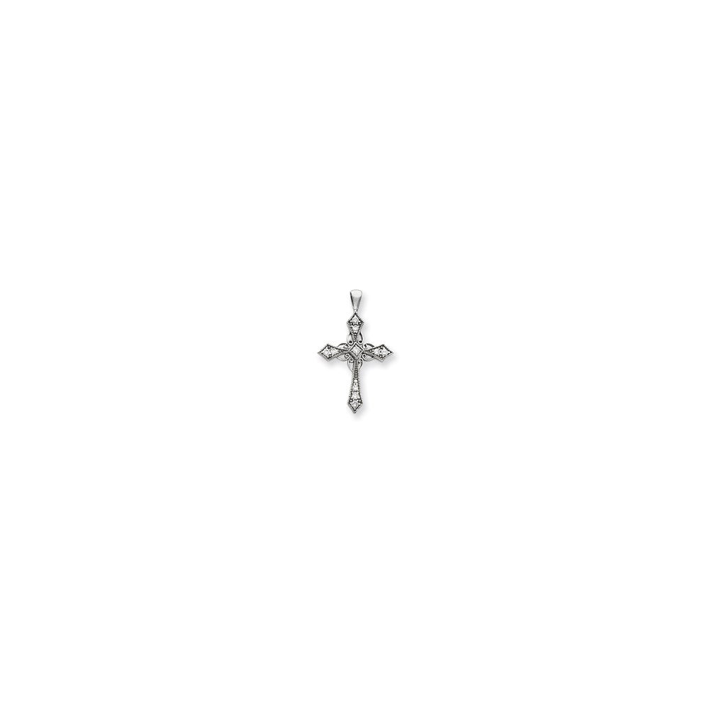 14k White Gold VS Diamond cross pendant