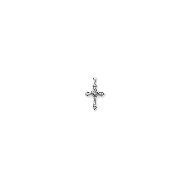 14k White Gold A Diamond cross pendant