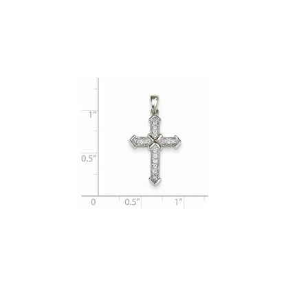14k White Gold Passion Real Diamond Cross Pendant