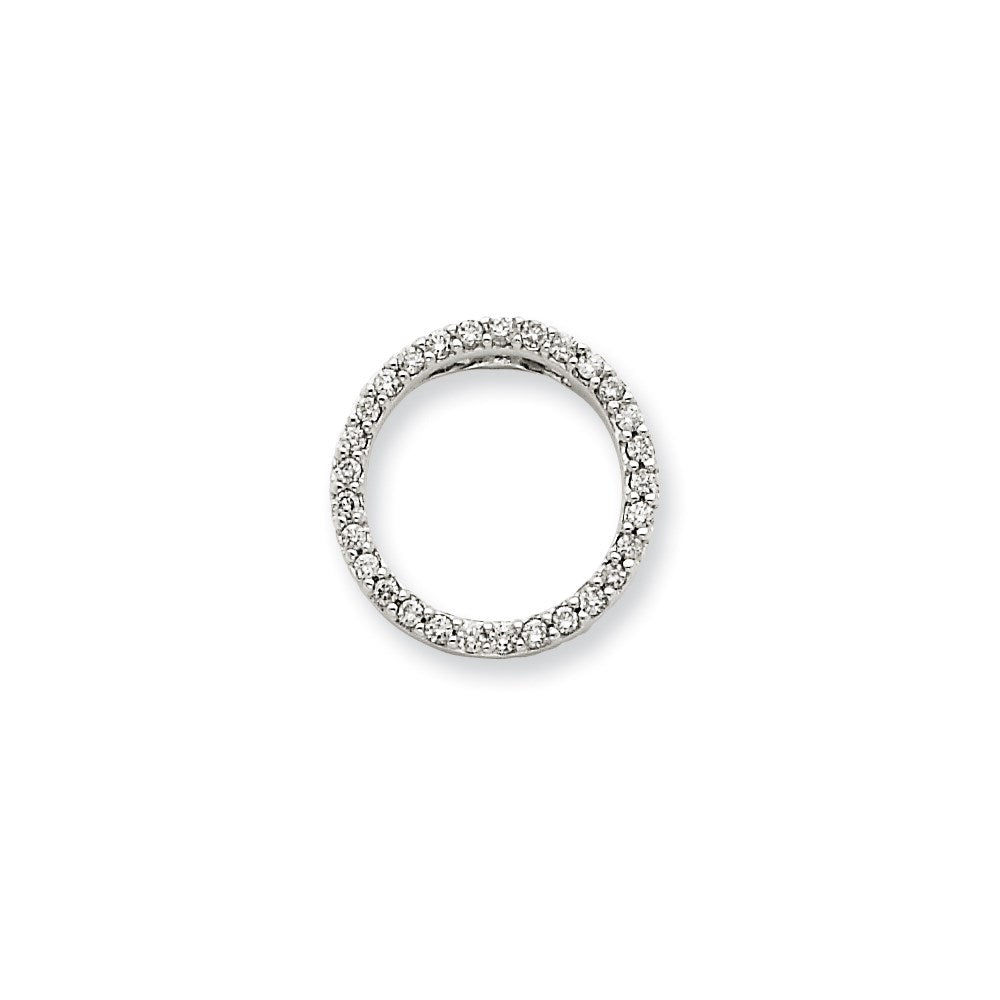 14k White Gold Real Diamond Circle Pendant