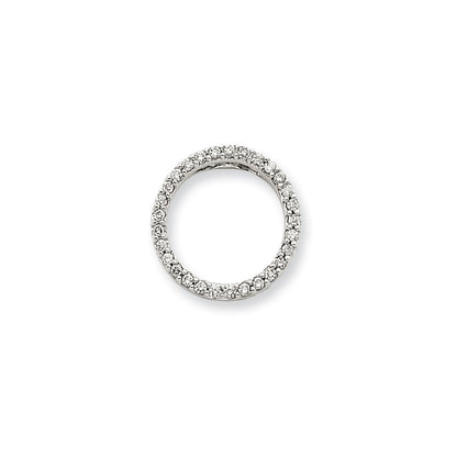 14k White Gold Real Diamond Circle Pendant