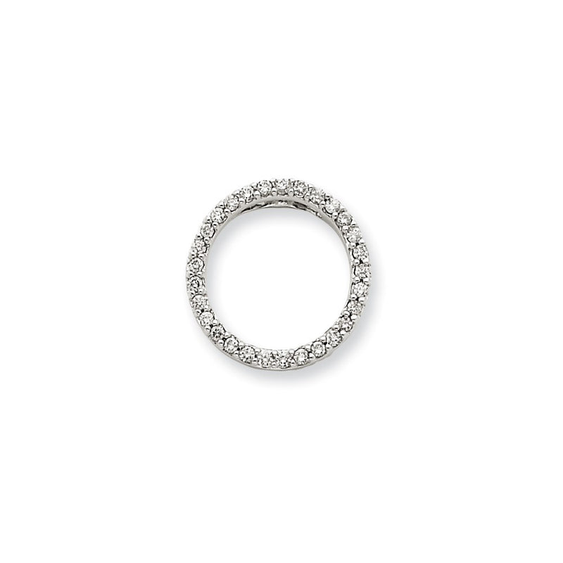 14k White Gold Real Diamond Circle Pendant