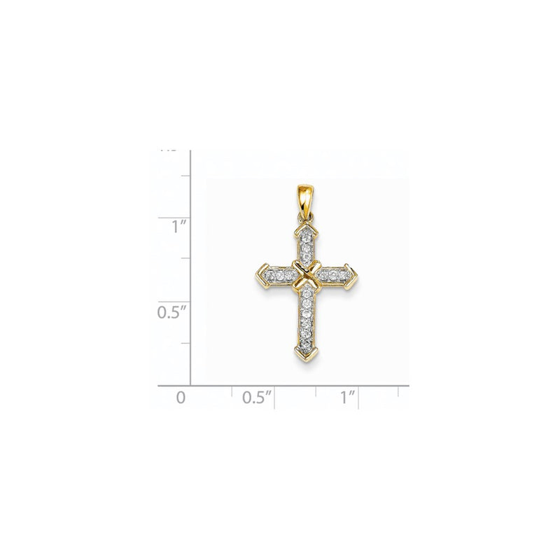 14K Yellow Gold Passion Real Diamond Cross Pendant