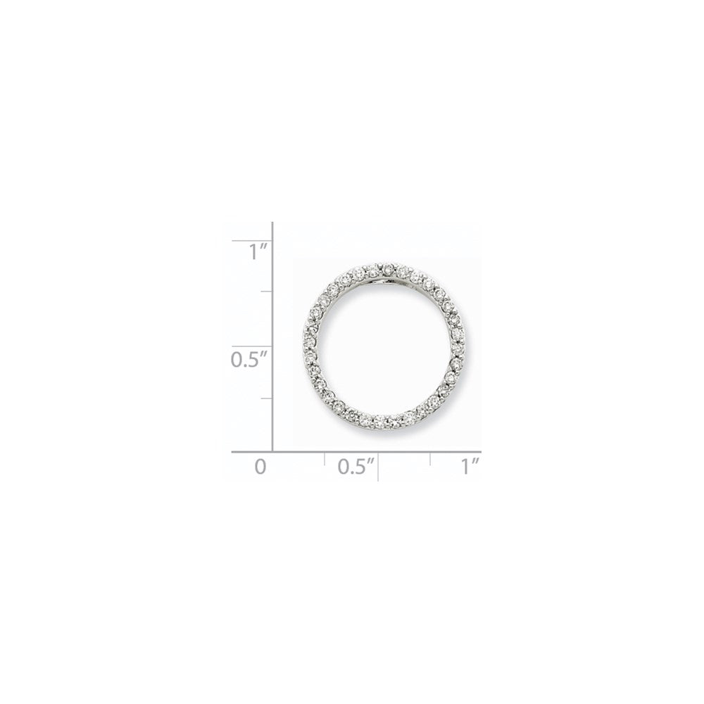 14k White Gold Real Diamond Circle Pendant