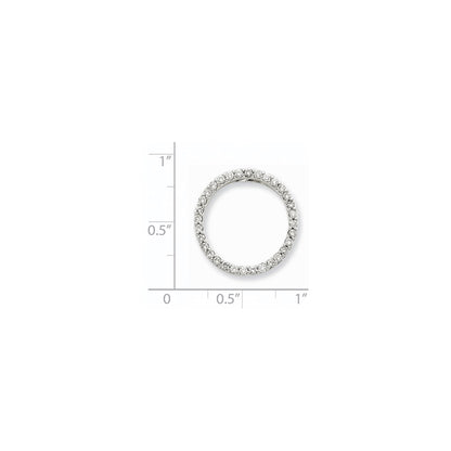 14k White Gold Real Diamond Circle Pendant