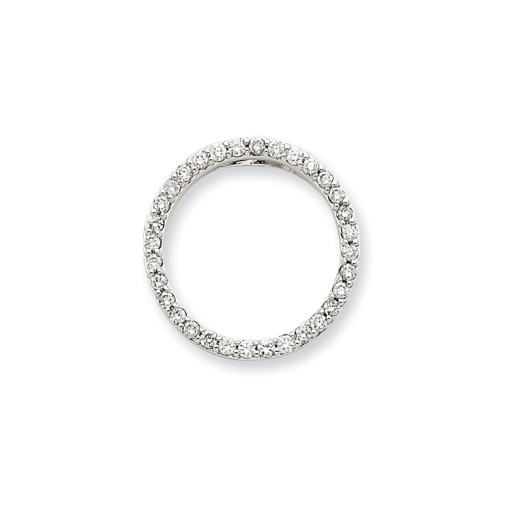 14k White Gold Real Diamond Circle Pendant