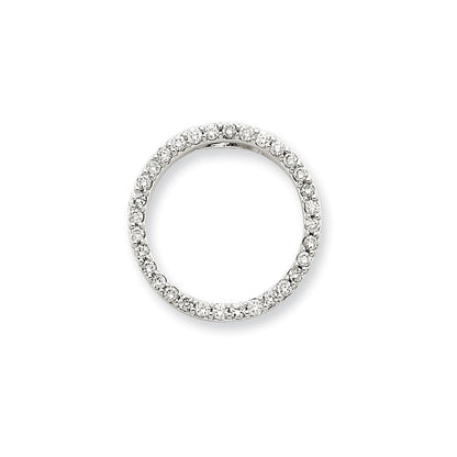 14k White Gold Real Diamond Circle Pendant