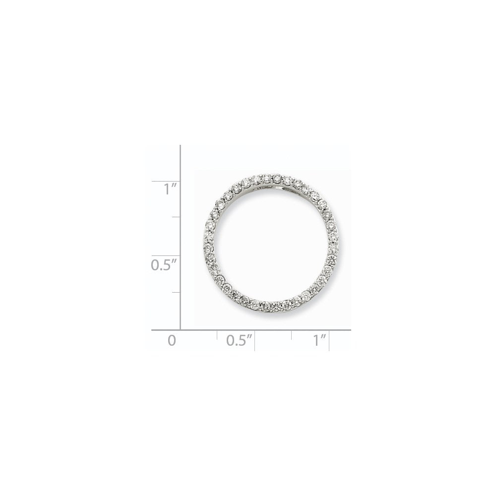 14k White Gold Real Diamond Circle Pendant