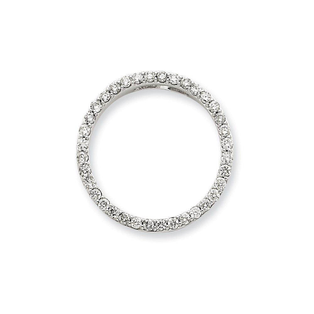 14k White Gold Real Diamond Circle Pendant