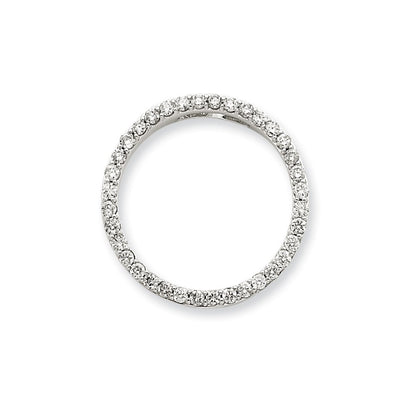 14k White Gold Real Diamond Circle Pendant