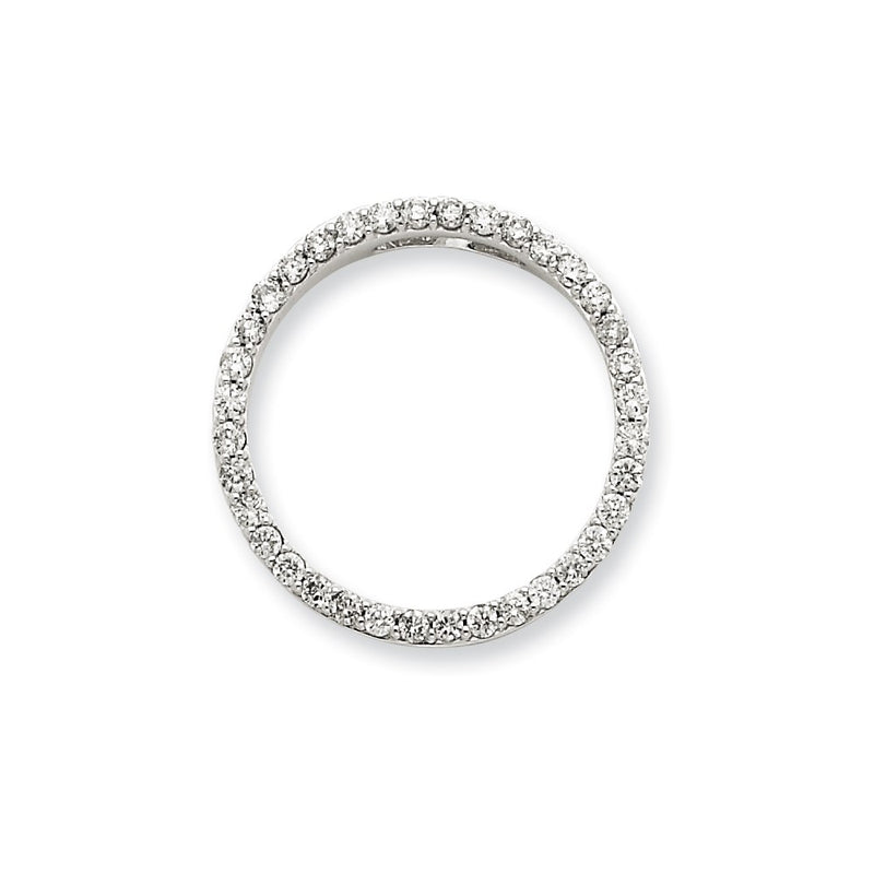14k White Gold Real Diamond Circle Pendant