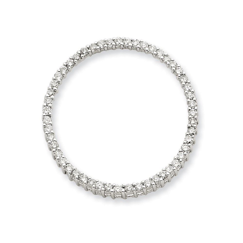 14k White Gold Real Diamond Circle Pendant