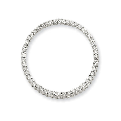14k White Gold Real Diamond Circle Pendant