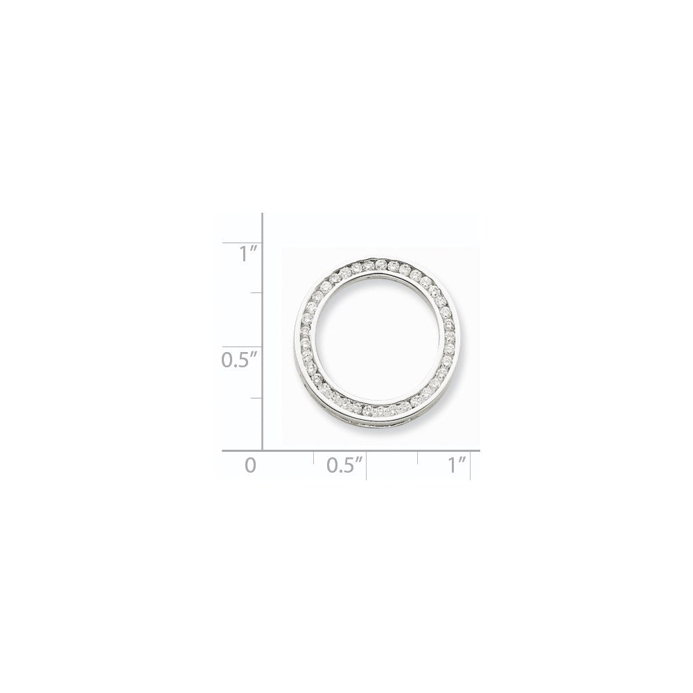 14k White Gold Real Diamond Circle Pendant