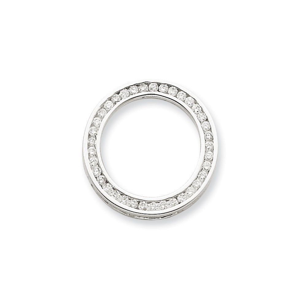 14k White Gold Real Diamond Circle Pendant