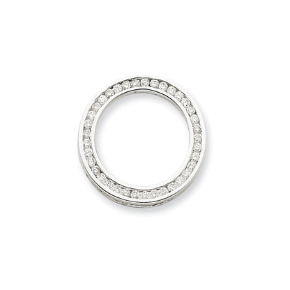 14k White Gold Real Diamond Circle Pendant