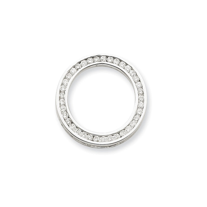 14k White Gold Real Diamond Circle Pendant