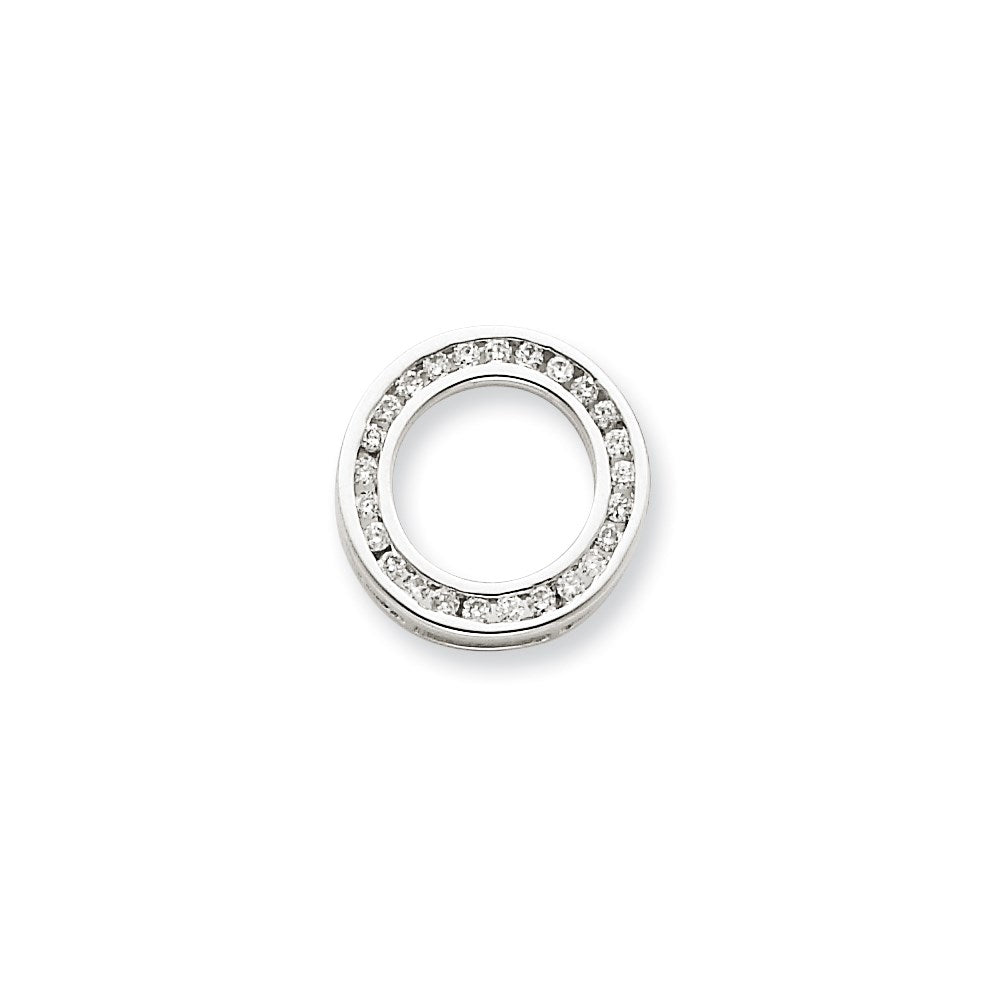 14k White Gold Real Diamond Circle Pendant